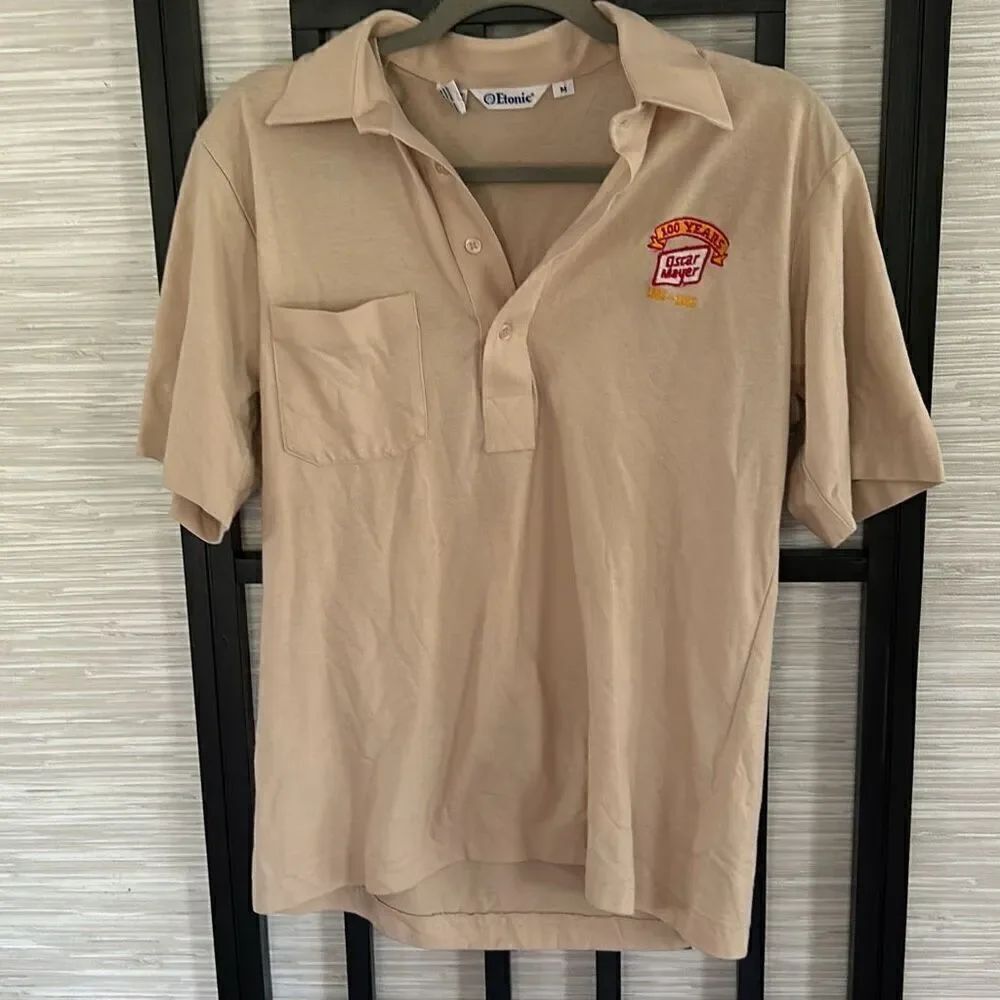 Vintage 80's Oscar Mayer 100 year celebration polo collar shirt size M embroider